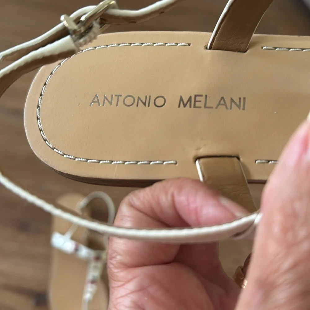 3/$20 Adorable Antonio Melani T Strap Thong Sandals with Rhinestone Cherry Trim - Picture 4 of 10